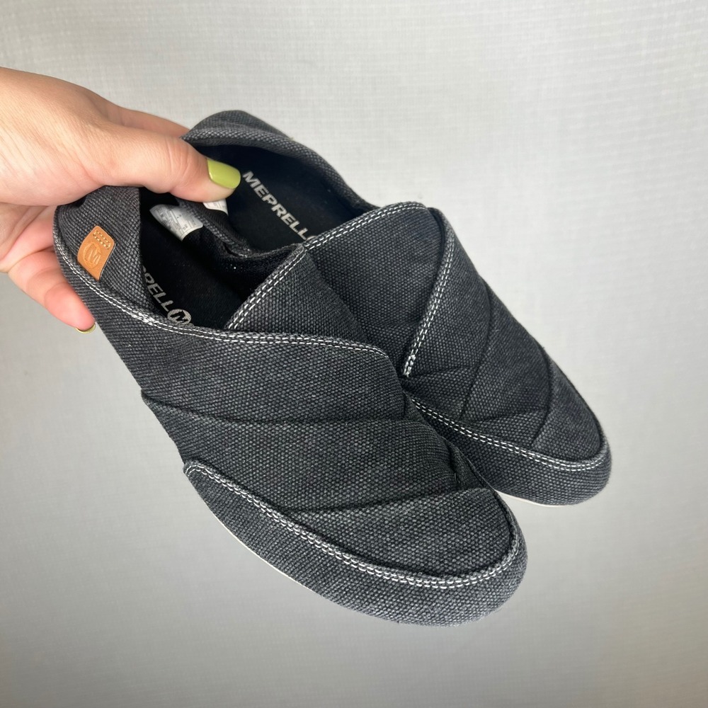 Merrell Womens Black Canvas Quilted Slip On Comfort Shoes J94716 Size 6.5